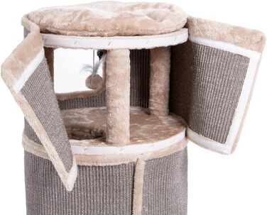 Котячий будиночок Tony з сизалю, 90 см, котячий будиночок для ігор, котячий будиночок з 3 печерами, котячий будиночок, котячий тур, котячі меблі, плюш з іграшкою, бежевий
