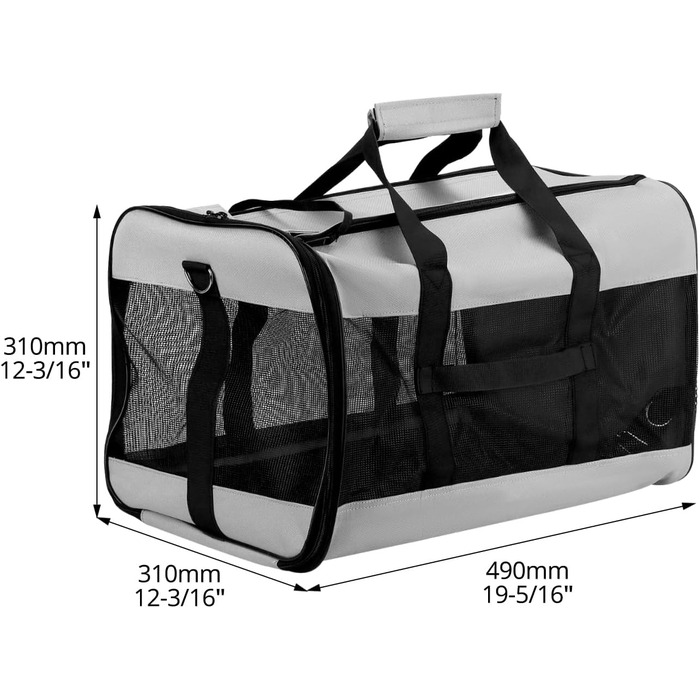 Транспортна сумка QWORK® для котів та собак до 10 кг (48x30x30 см) - переноска для тварин, портативна, миється