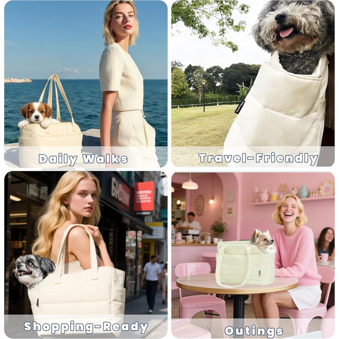 Легка переносна сумка для собак до 6,8 кг, степкова сумка-переноска для цуценят, з кріпленням для безпеки, дамська сумка для собак для подорожей/покупок (Коричнева)