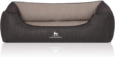 Ортопедичне собаче ліжко Knuffelwuff Outback XXL з лазерного стежчастого штучного шкіряного покриття, 120 x 85 см, чорний/сірий. Знімний чохол, легко мити, підходить для великих, середніх та маленьких собак. Розміри: 120 x 85 x 25 см