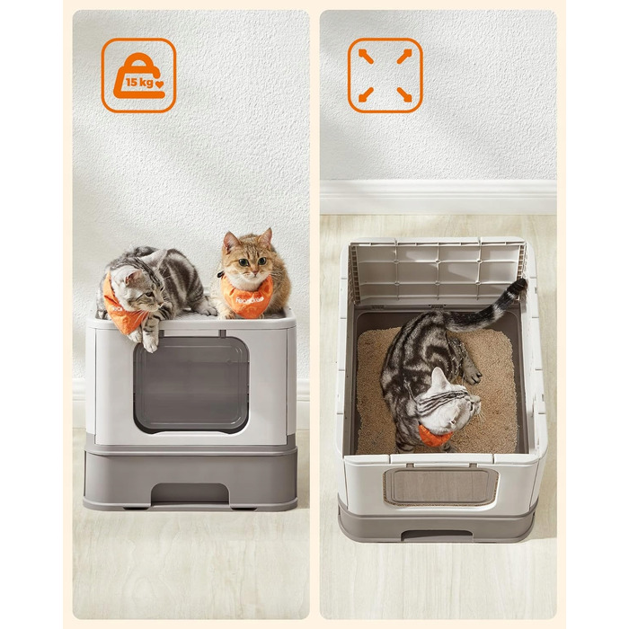 Закритий лоток-туалет для котів Feandrea від Songimcs, 54,3 см x 42,5 см x 37,8 см