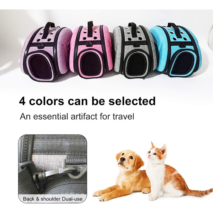 Транспортна сумка для собак і котів, переноска для тварин, дорожня сумка-переноска для маленьких собак і котів, до 4 кг, рожевий колір