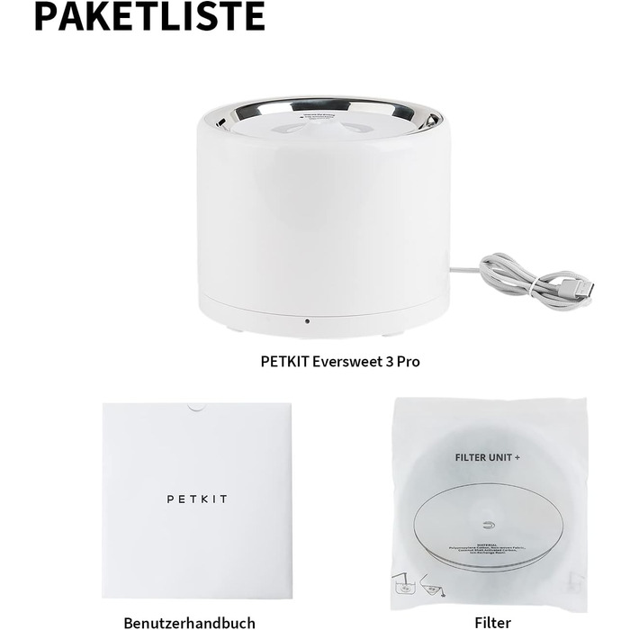 PETKIT Бездротова водяна помпа для автоматичного фонтанчика для котів та собак, з нержавіючої сталі, антибактеріальна