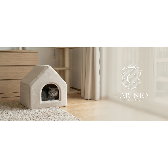 Будиночок-лежак для котів SUITE Carinio з двосторонньою подушкою, 44 × 42 × 44 см