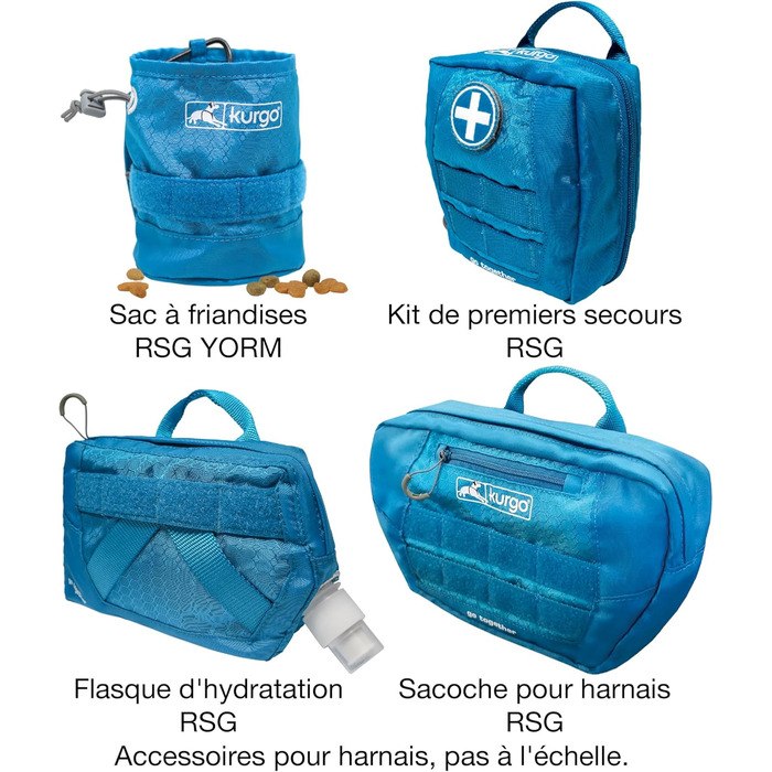 Шлейка для собак Kurgo RSG, тренувальна жилетка з ручкою, світловідбиваюча, сумісна з MOLLE, XL, блакитна