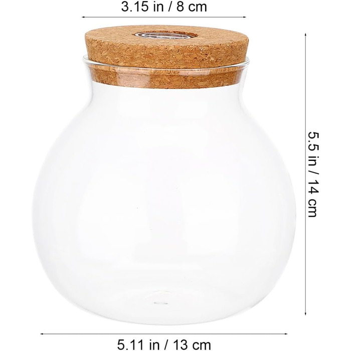 Скляна ваза-акваріум Balacoo для міні-ландшафту, тераріуму, рибок, з підсвічуванням, 14x13x13 см, біла