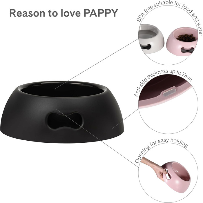 Миска для собак United Pets Pappy 2200 мл, еко, чорна, Італія
