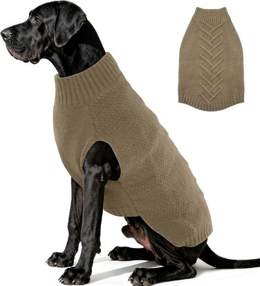 Пуловер для собак великих порід, в'язаний, еластичний, флісовий, для німецької вівчарки, вітронепроникний, хакі, 4XL XXXXL