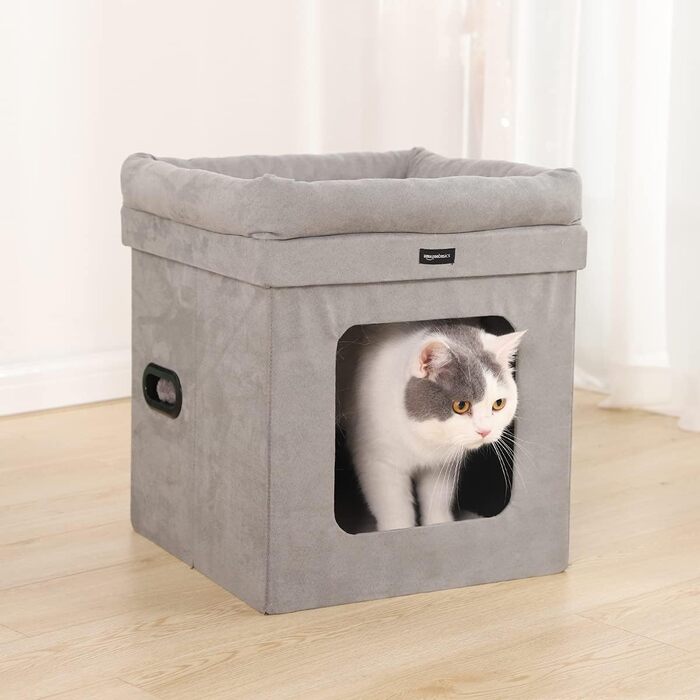Складаний будиночок для котів Amazon Basics, 38x38x43 см, сірий