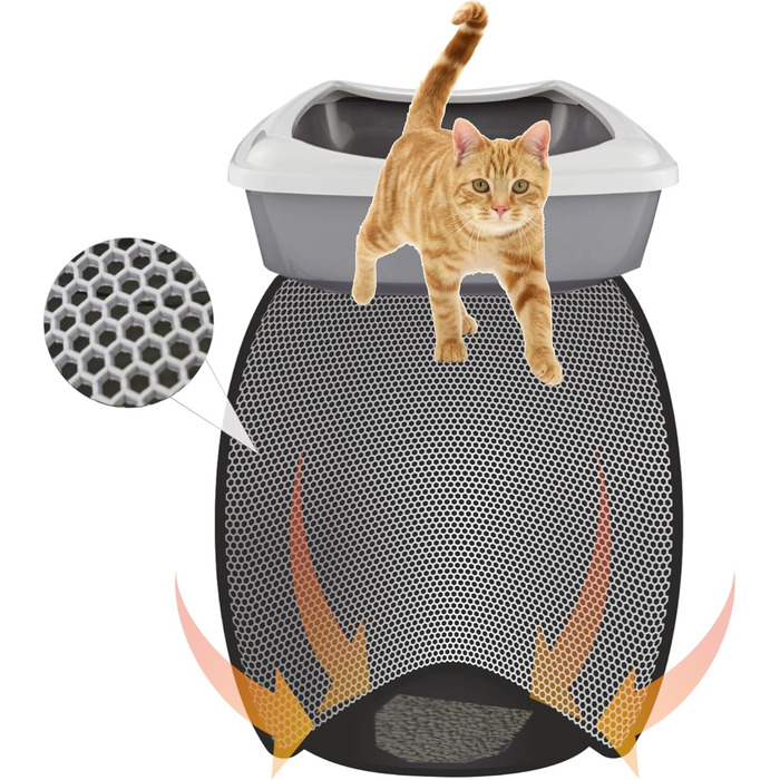 Килимок для котячого туалету BYPET, 58 см, круглий, вологостійкий, з дизайном 