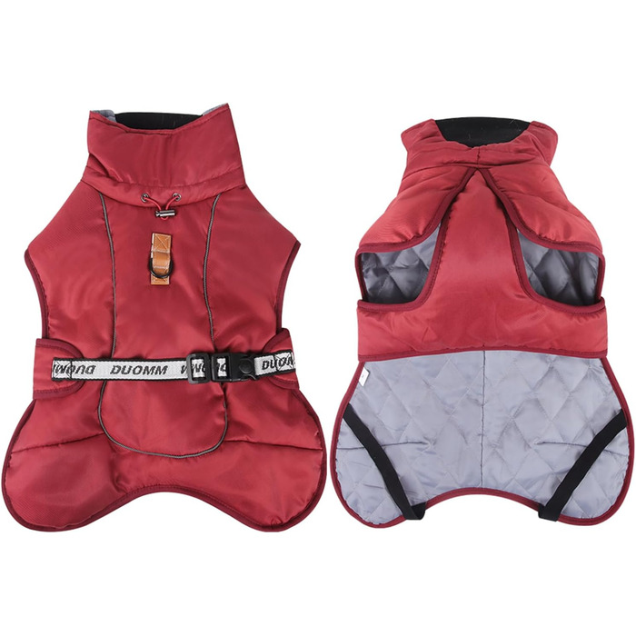 Зимовий одяг для собак FeimaX: теплий, вітронепроникний зимовий одяг для собак середніх та великих порід. Вітронепроникна жилетка для собак з D-кільцем (червоний, 5XL)