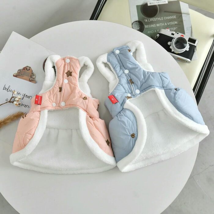 Теплий одяг для собак: курка для Йоркширського тер'єра, чихуахуа. Рожевий/синій, для дрібних собак, осінь/зима