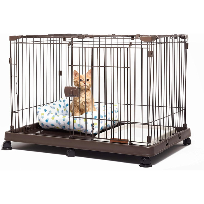 Клітка для собак та котів Iris Ohyama STS-1200TY, 66 см, коричнева, з дахом та замикаючоюся дверима, для внутрішнього та зовнішнього використання