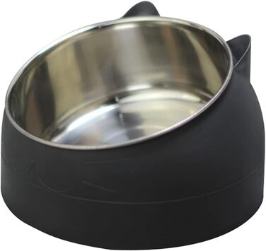 Набір з 2 мисок для котів з нержавіючої сталі, 200 мл (чорний + білий)
