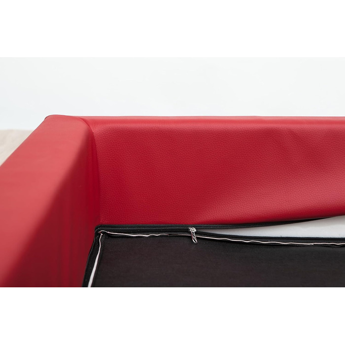 Ліжко для собак - Корзина для собак маленьких, середніх та великих порід - М'яке ліжко для собак з штучної шкіри - Знімний та пральний чохол - Deluxe - Розмір M - Червоний M - 93 x 62 см Червоний