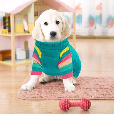 Теплий собачий светр з коміром для холодної погоди. Для чихуахуа, бульдога, такси, мопса, йорка (блакитно-зелений, S)