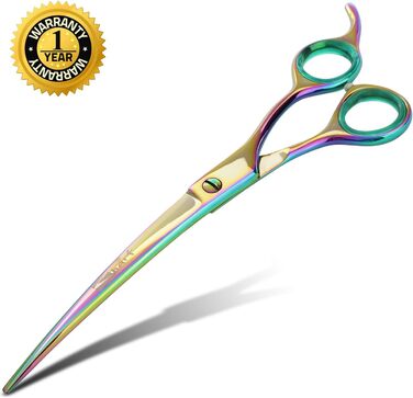 Професійна фен-ножиці Sharf для грумінгу домашніх тварин, вигнуті, 21.6 см, японські ножиці для собак, котів та дрібних тварин, серія Rainbow 8.5 дюймів