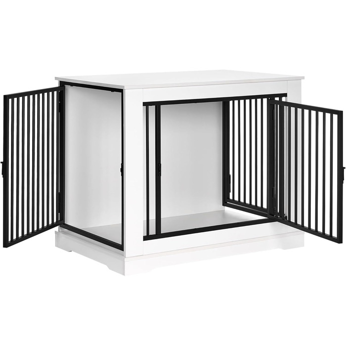 BEWISHOME Клітка для собак, 81 см, дерев'яна, з 3 дверцятами, біла, для дому, Beistelltisch (табличка), 81x55x67.5 см, EMGL03W