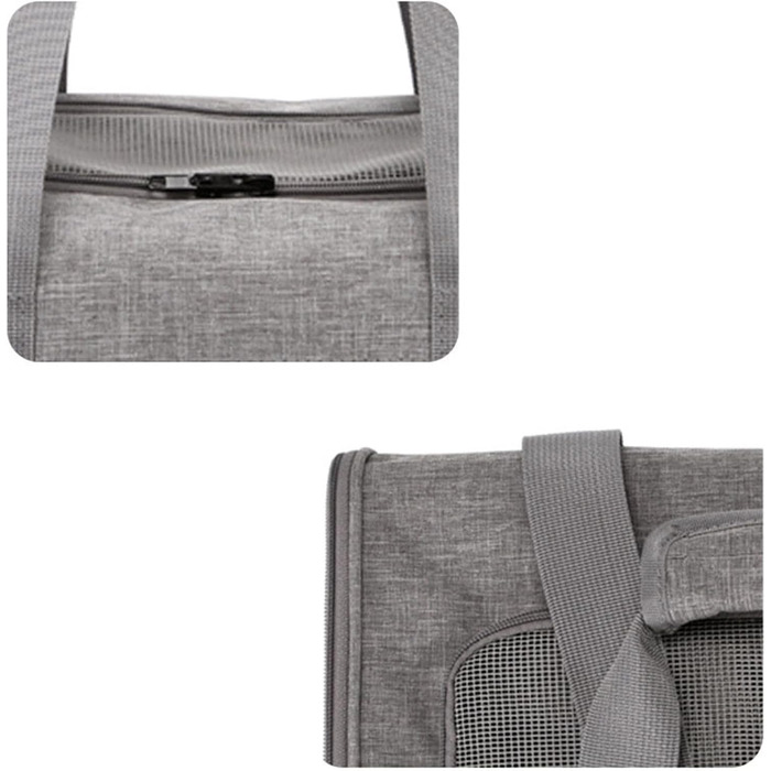 Транспортна переноска для котів та собак: складана переноска з двома отворами, сіра