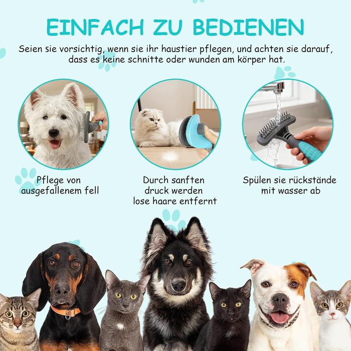 Щітка для собак та котів 2 шт. - вичісування ворсу, підшерстка, розплутування. Ідеально для довгої та короткої шерсті. Легке очищення за допомогою однієї кнопки.