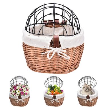 Плетенний велосипедний кошик для котів, ручної роботи, знімний, для перевезення тварин