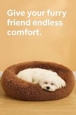 Крісло-лежанка для собак та котів Flamingo, м'яке, у вигляді подушки-донат, 55 см, колір мокко