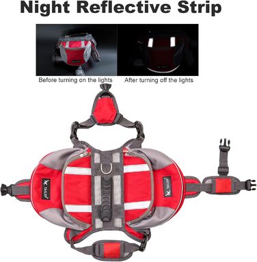 Шлейка для собак середніх та великих порід PETCUTE, регульована, для прогулянок, тренувань, з ручкою, світловідбиваюча, червона (S)