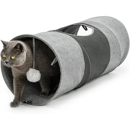 Туннель для котів Lionto з іграшковою кулькою, 30x70 см, розкладний, з матеріалу, що легко чиститься, для котів, міцні іграшки для котів, діаметр 30 см