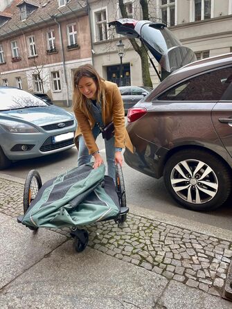 Причіп для велосипеда для собак до 40 кг Active ONE 2в1, пружинний, зелений