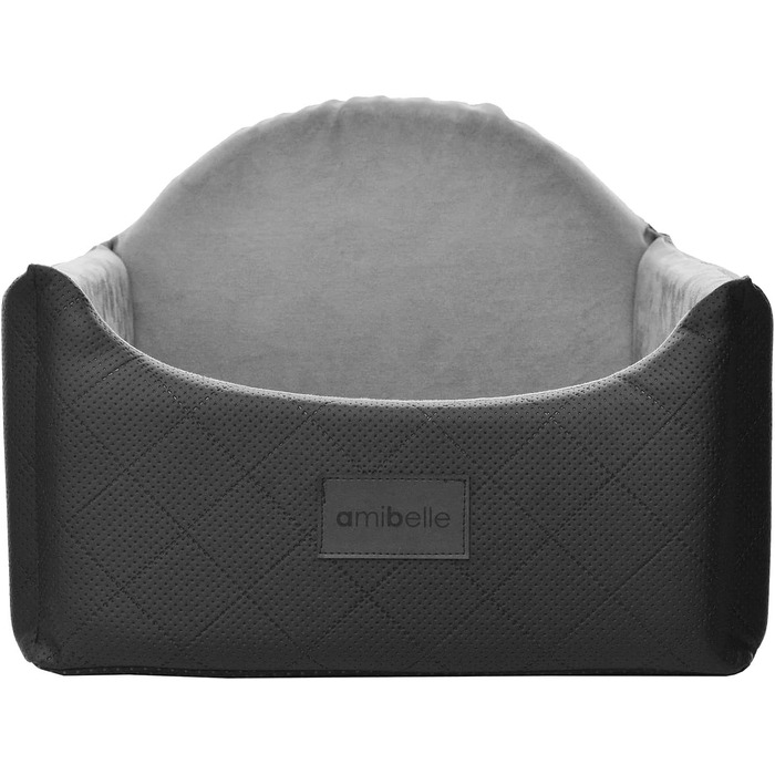 Автоматичний автокрісло для собак 2в1 | Універсальне миюче автокрісло для заднього та переднього сидіння | Лежанка для собак та котів | Чорний колір | Штучна шкіра, пухнастий плюш | 48 x 48 см