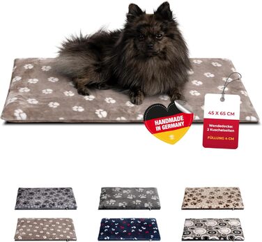 Підстилка для собак XS (45x65 см) – Двостороння та зручна з 3 см наповнювачем – Ідеально для дивану, авто та переноски – Tatze Beige, Made in DE 45 x 65 см Tatze Beige