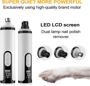 Електричний точило для собачих кігтів з LED-підсвічуванням, 3 швидкості, для цуценят та собак всіх розмірів