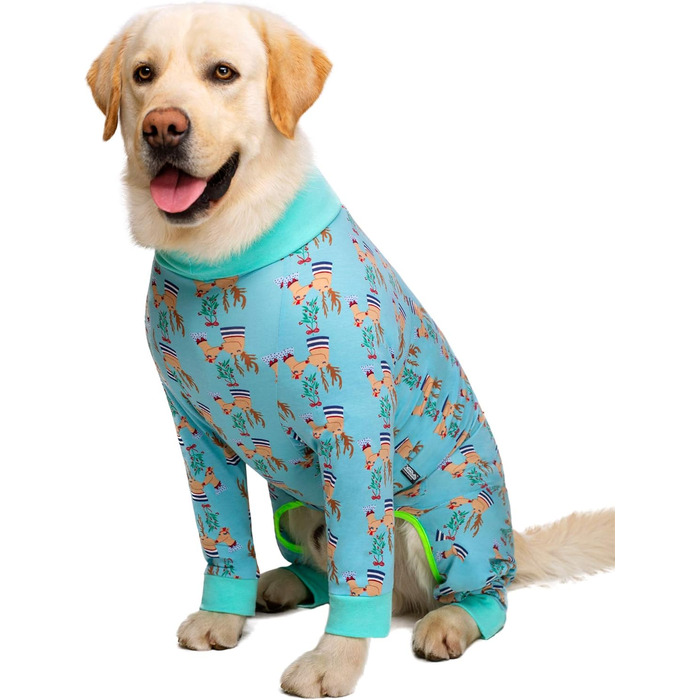 Піжама для собак середніх та великих порід, зелений олень (34, довжина спини 60 см)