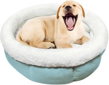 М'яке ліжко-лежанка для котів та собак, форма пончика, 50x50x20 см, блакитний колір