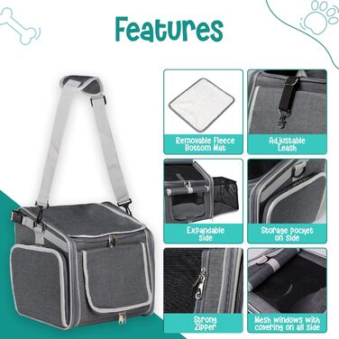 Транспортувальна сумка-кошик для собак та котів (сіра) - зручна та безпечна переноска для маленьких тварин