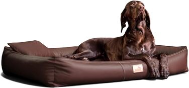 Ортопедичний лежак для собак Tierlando® Clifford з латексним ядром, покриття з легкоочисного штучного шкірозамінника з анти-волосяною поверхнею, підходить для алергіків, розмір: 85x60 см, колір: коричневий