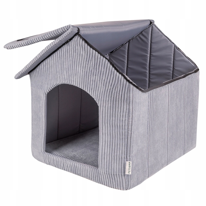 Ліжко-будиночок для собак Petsona Buda, пінопластовий матрац, темно-сірий, розмір 2XL