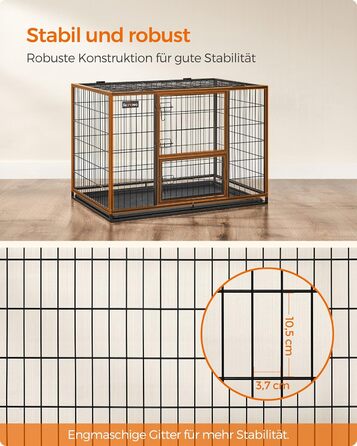 Клітка для тварин Feandrea, міцна, переносна, 107 x 70 x 75 см, для великих тварин, з 2 дверцятами, XL, чорна