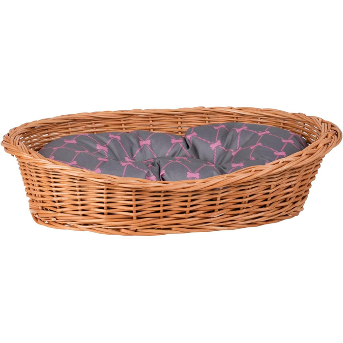 Корзина для собак з ротангу, сірого кольору, 100x75x27 см. Корзина для тварин, кошик для кота