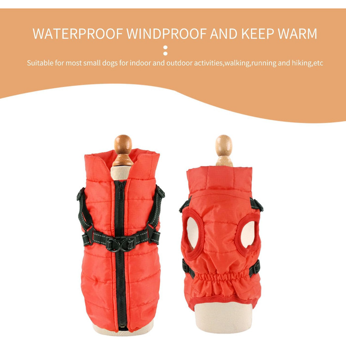 Зимова куртка для собак Eastlion, водонепроникна, тепла, для цуценят та собак, жилет з кільцем D, розмір 2XL, червона