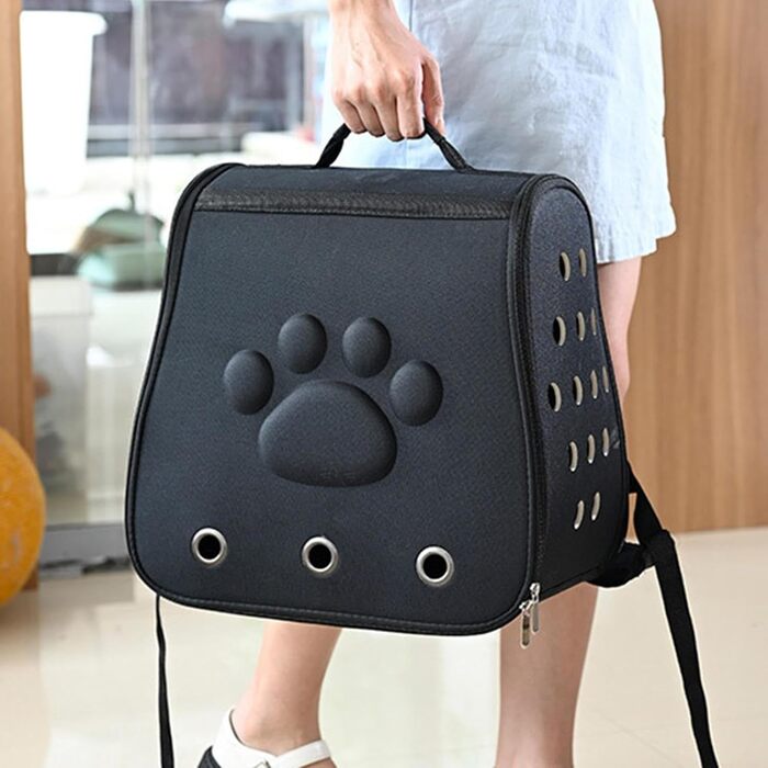 Чорна переносна сумка-переноска для котів та собак, зручна для подорожей | Переноска для тварин з вентиляцією
