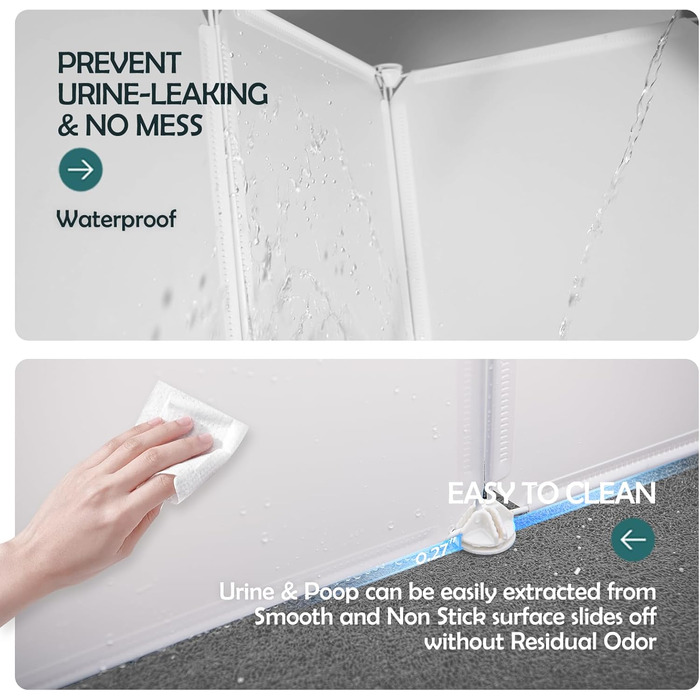 MEEXPAWS Великий туалет для котів зі знімним бортиком, 71x55x45 см, легке чищення, білий