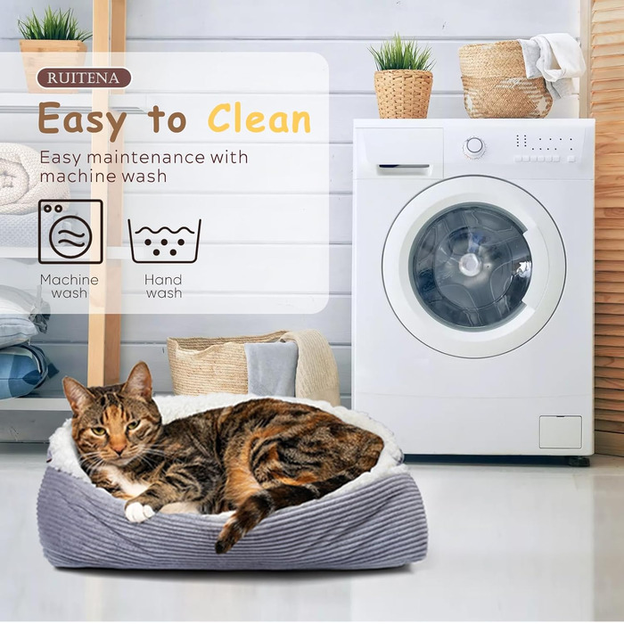 Самогріюче ліжко для котів Ruitena, 2-в-1, для котів та маленьких собак, миється, складається, килимок Pubby
