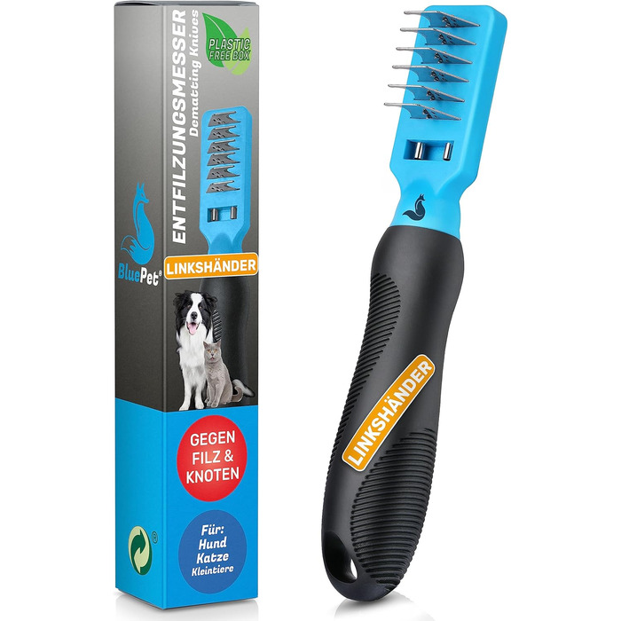 Професійний гребінець для розплутування шерсті собак та котів BluePet Profi - розплутування, видалення ковтунів, для правої руки