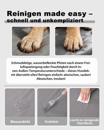 Ортопедичне ліжко для собак 58x43 см, знімний чохол з екошкіри, подушка для собак, матрац для собак, комфортне та прохолодне для внутрішнього та зовнішнього використання, сірого кольору (L58xB43xH7 см)