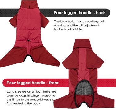 Водонепроникний зимовий одяг для собак: теплий манжет, одяг для цуценят, прогулянки, походи, кемпінг, червоний XL