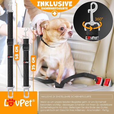 Lovpet® захисна решітка для авто для собак, універсальна розсувна перегородка в багажник, 30×91-153 см, із 2 ременями безпеки, чорна