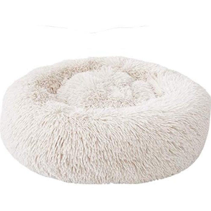 М'яке кругле ліжко-кошик для собак Antistress, плюшеве, для маленьких, середніх та великих собак, 90х90 см, біле