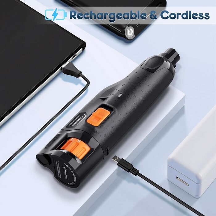 Електричний точило для собачих нігтів Gimars, 6 швидкостей, LED-підсвічування, USB-зарядка, чорний