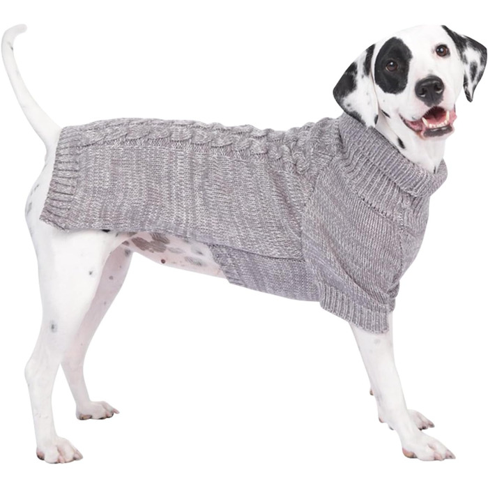 В'язаний пуловер для собак, теплий та м'який, для зими, цуценят та котів (S, M), сірий